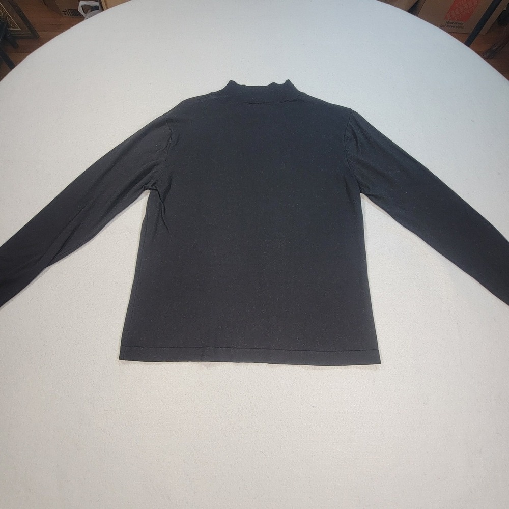 Talbots Petites Mock Neck Knit Top Black Cotton Modal Minimalist Women's Size PM - Picture 8 of 8